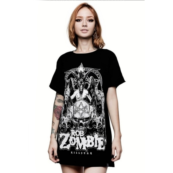 Killstar x Rob Zombie Superbeast Tee – Black Cotton, Baphomet & Solve Coagula S - Picture 2 of 8
